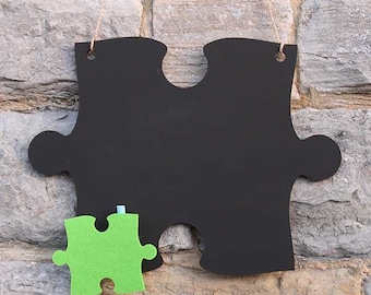 Chalk Blackboard Jigsaw Puzzle Center Peice Shape for Memos Notes & Home Decor
