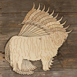 10x Forme artigianali in legno a forma di toro delle Highland in piedi, 3 mm di compensato, animali da fattoria, mucche