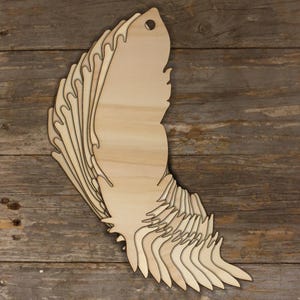10 plumes d'oiseaux en bois, style unie, forme artisanale, épaisseur de 3 mm, faune
