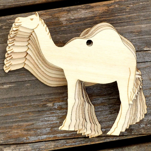 10x Wooden Camel Domedary Standing Craft Shapes 3mm Plywood Animal Arid