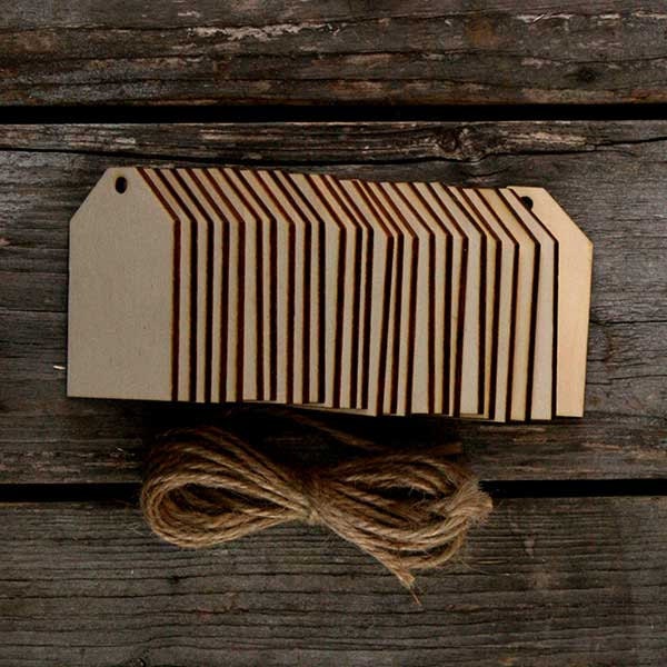 25x Wooden Luggage Tags Craft Shape 3mm Ply comes with twine