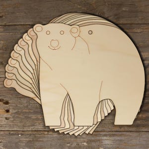 10 x artisanat en bois ours polaire comique debout formes 3 mm contreplaqué animal sauvage