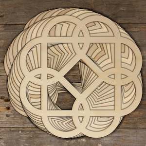 10x Forme di base per artigianato in legno con nodo celtico, motivo quadrato con fiori, 3 mm, modelli in compensato
