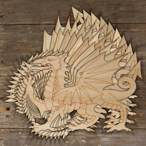 10 figuras de madera de dragón rojo galés Y Ddraig Goch, contrachapado de 3 mm con detalles