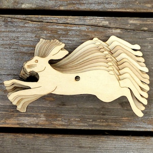 10x Wooden Hare Running and Bounding Craft Shapes 3mm Plywood Animal Wildlife