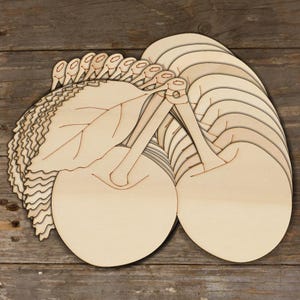 10x Mazzo di ciliegie in legno con foglia Forma artigianale 3 mm Compensato Pianta Giardino Albero