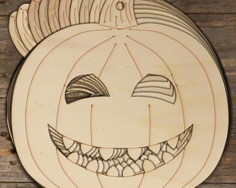 10x Träfigurer för Halloween-pumpans ansikten, 3 mm plywood
