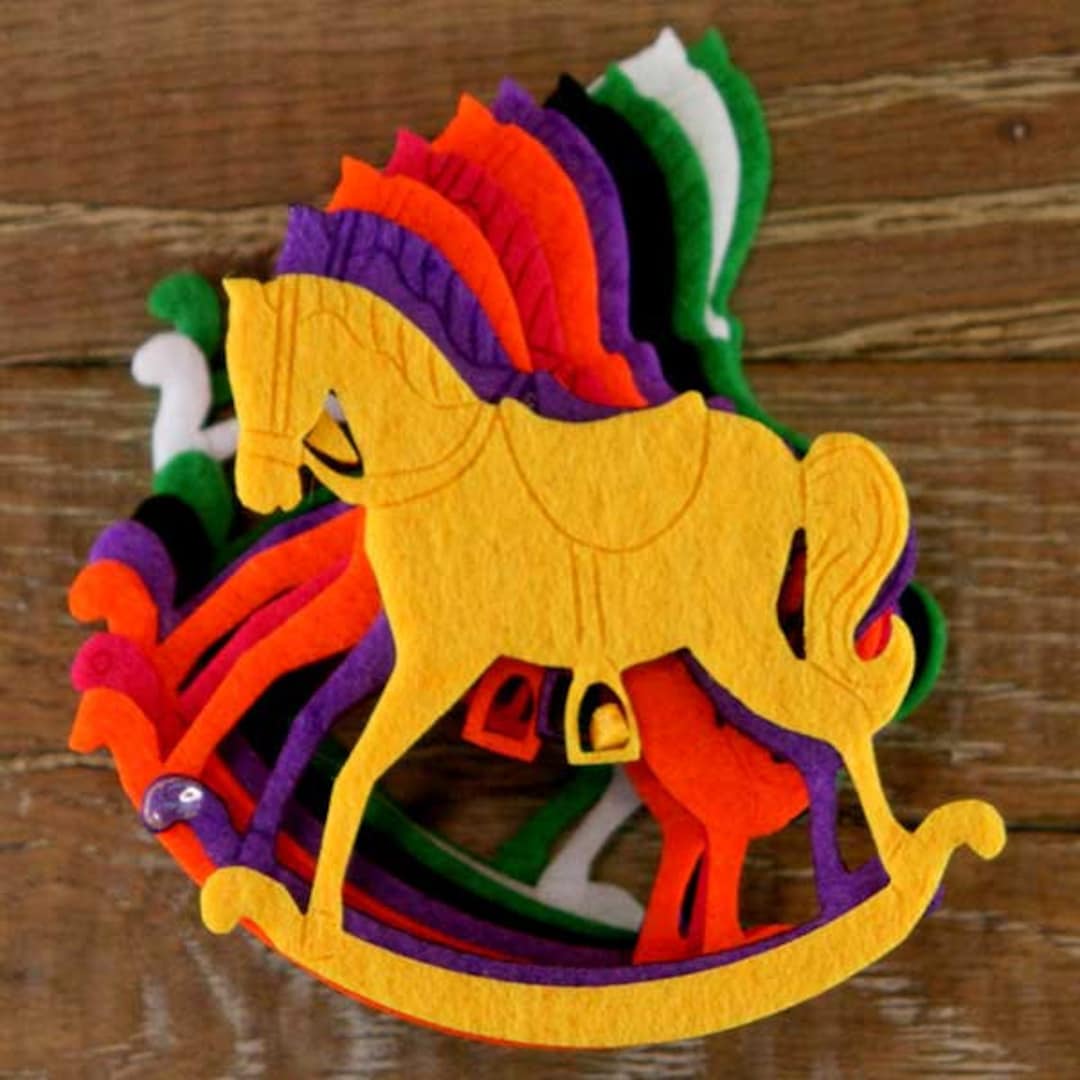 10x 3mm Thick Felt Rocking Horse Craft Shapes Sizes 6, 8, 10cm; 11 ...