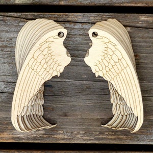 10x Wooden Pairs of Angel Wings Craft Shapes 3mm Plywood