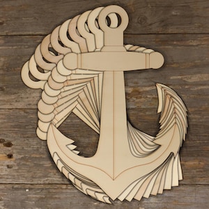 10x Ancla de madera para manualidades, formas de 3 mm, madera contrachapada, barco náutico, pirata, mar