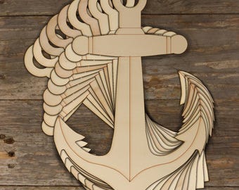 10x Holzanker Bastelformen 3 mm Sperrholz Nautik Schiff Piraten Meer