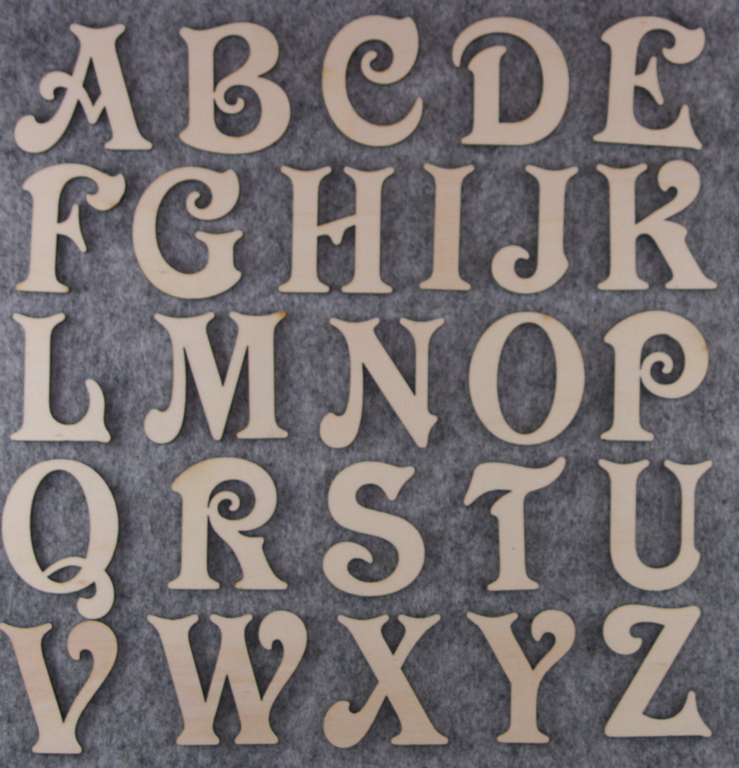 Victoria Font Alphabet Set Upper Case Letters A-Z 3mm Plywood 26