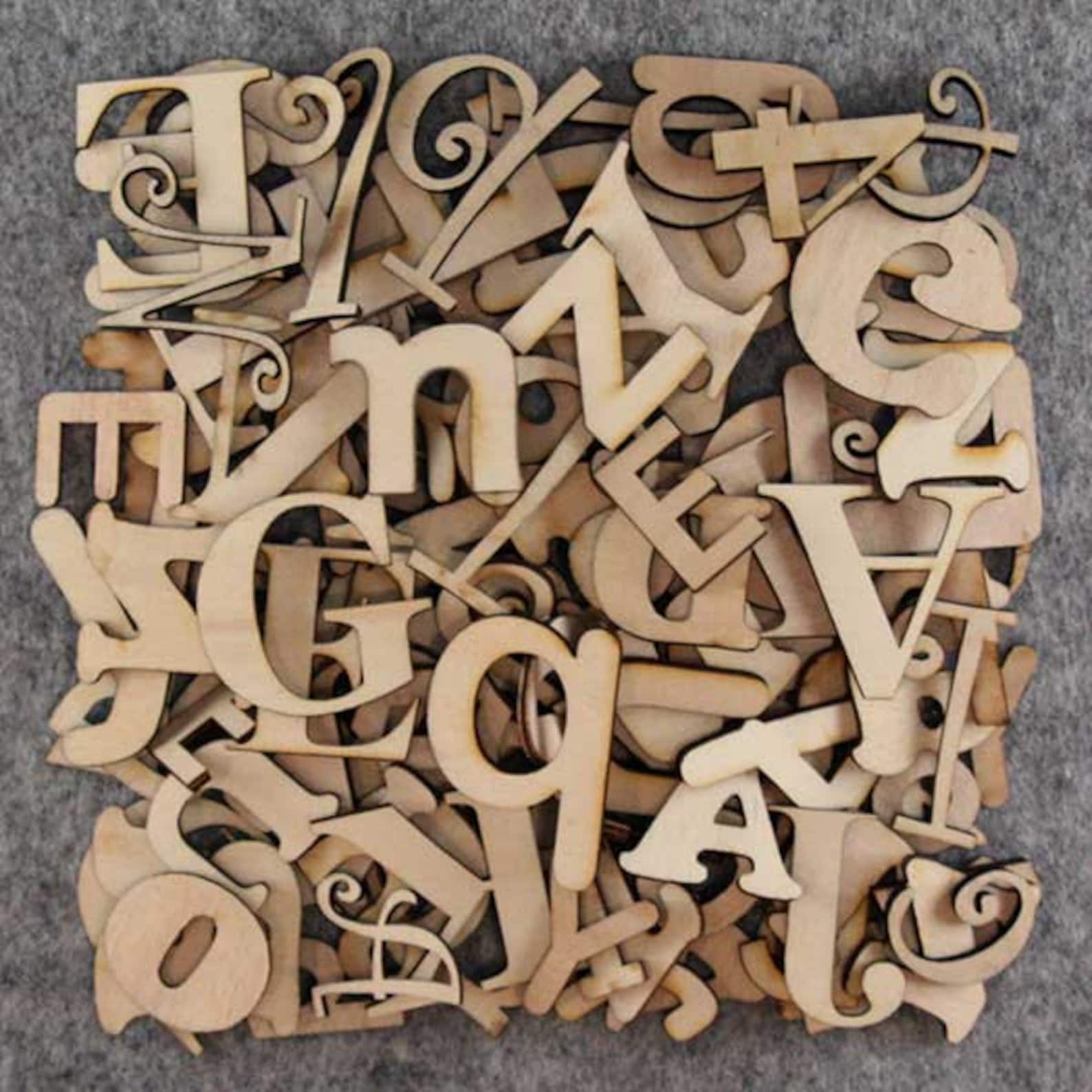 Over 75 Small Wooden Letters Craft Shape 3mm Plywood 2-5cm Size Mixed ...