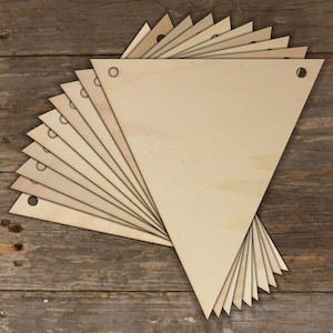 10x Wooden Bunting Triangle Craft Shapes 3mm Plywood Garlands