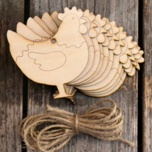 10x Wooden Chicken Cockerel Craft Shape 3mm Ply