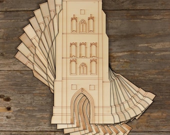 10x Wooden Glastonbury Tor St Michaels Tower Front Craft Shape 3mm Ply