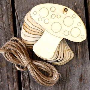 10x Wooden Toadstool Craft Shapes 3mm Plywood with Detail