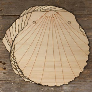 10 formas de concha de vieira de madera para manualidades, madera contrachapada de 3 mm, vida marina junto al mar
