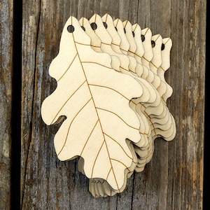 10x Wooden Oak Leaves Craft Shapes 3mm Plywood Tree English Quercus Robur Leaf