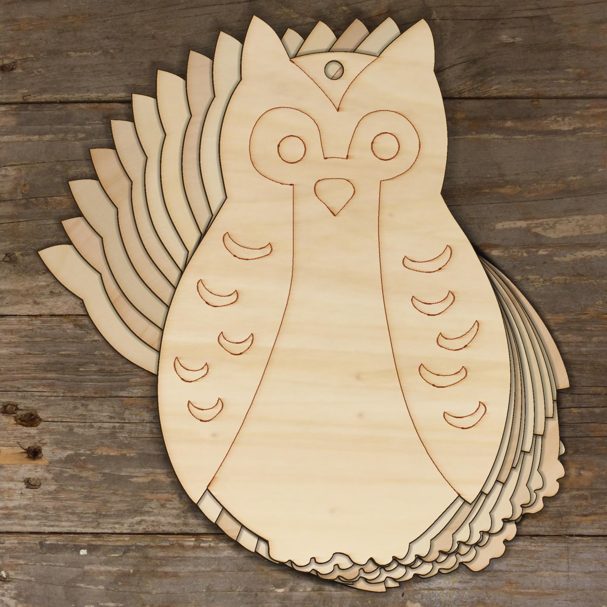 Bird Owl - Laser Cut Out Unfinished Wood Craft Shape BRD16 Bird Owl - Laser Cut Out Unfinished Wood Craft Shape BRD16