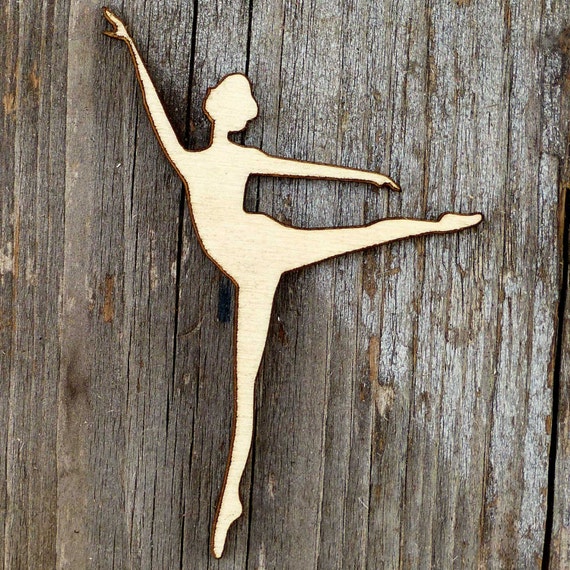 10x Wooden Ballerina in Arabesque Pose Silhouette Craft Shapes 3mm Plywood