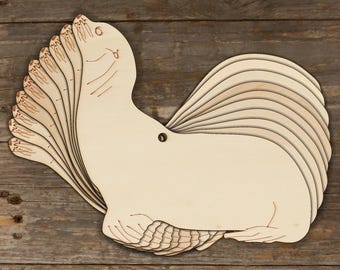 10x Wooden Sea Lion Streching Sideon Craft Shape 3mm Ply Animal Sealife