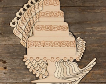 10x Wooden 4 Tier Wedding Cake Craft Shapes 3mm Plywood Cooking Pudding Occasion