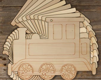 10x Wooden Steam Train Comic Craft Shapes 3mm Plywood Track Historic