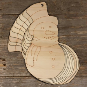 10 muñecos de nieve de madera con sombrero y bufanda, formas para manualidades, madera contrachapada de 3 mm, decoración navideña