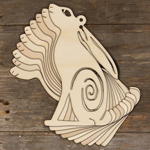 10x Wooden Hare Sitting Celtic Design Craft Shapes 3mm Plywood Animal Wildlife
