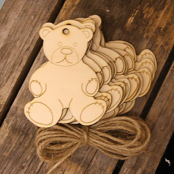 10x Wooden Teddy Bear Craft Shapes 3mm Ply Baby Nursery Kids Toy