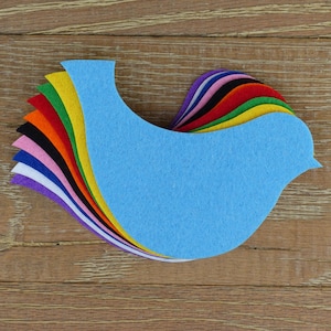 10x 3mm Feltro Semplice Uccello Forme Artigianali Dimensioni 6-15cm 11 Colori