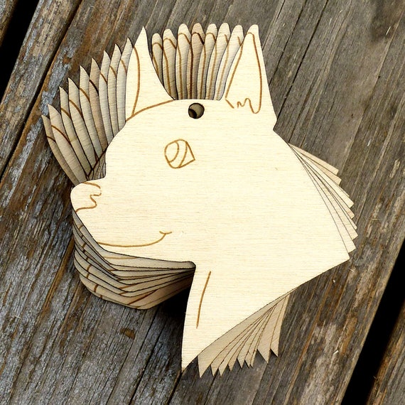 10x Wooden Dog Chihuahua Head Craft Shape 3mm Ply Domestic pet animals