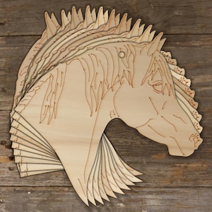 10x Hölzernen Arabischen Pferdekopf Handwerk Form 3mm Sperrholz Bauernhof Tier Ridding Haustier