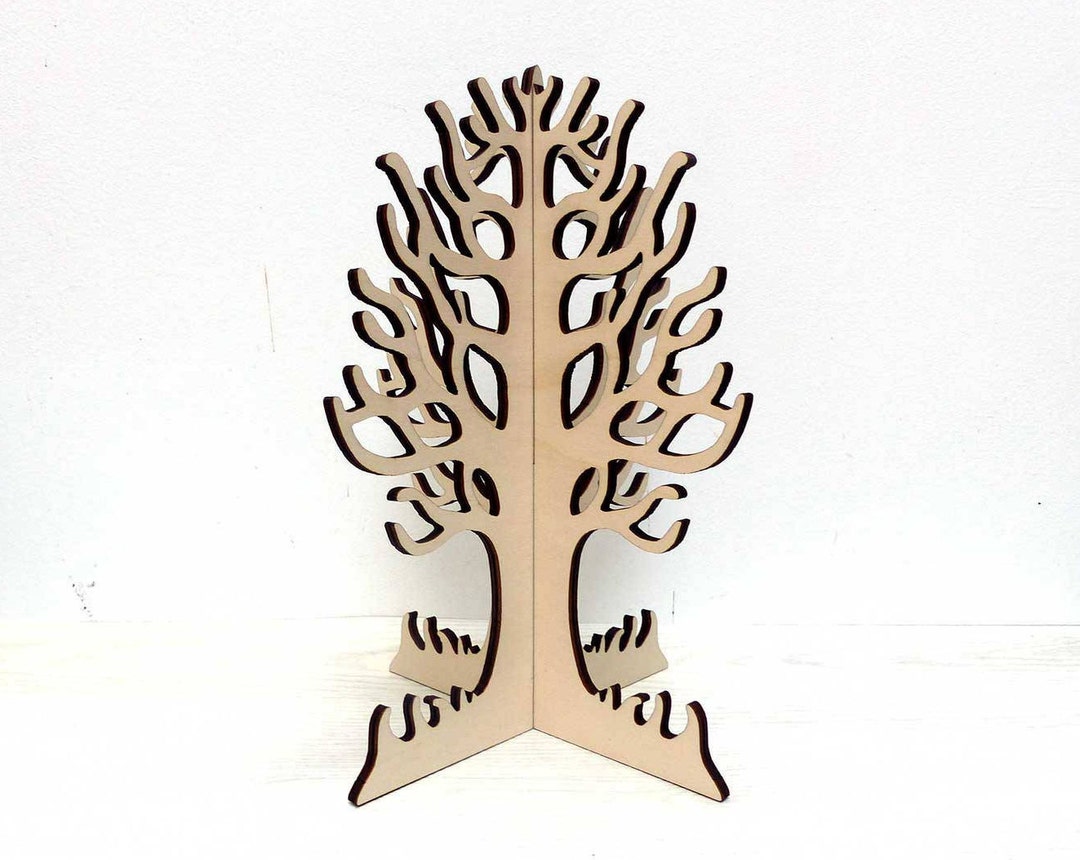Laser Cut Slot Together Tree Simple Craft Shapes 6mm Birch Wood Plant