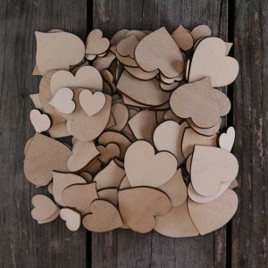 100 + Mezcla de madera Plain Heart Craft Shape 3mm Ply Small 2-4cm Tamaño