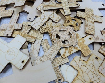 50+ Mix Christian Cross Wooden Craft Shapes 3mm Thick 2-15cm Size ~ 1/8 Inch Thickness 1-6 Inch Size