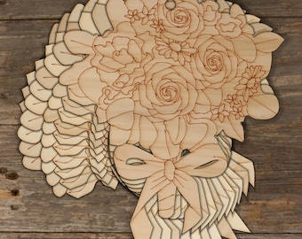 10x Wooden Flower Wedding Bouquet Bow Craft Shape 3mm Ply Flowers Plant