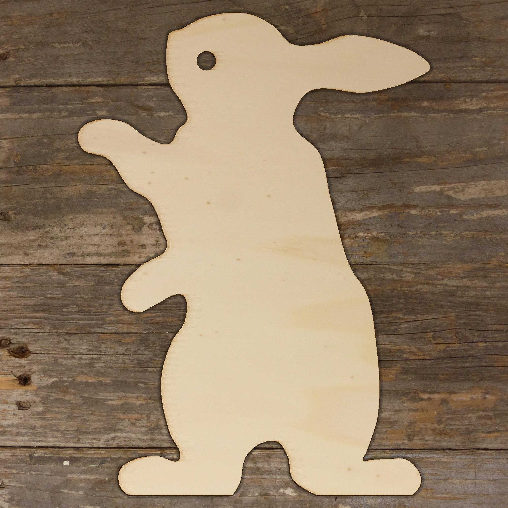 10x Wooden Rabbit Standing Plain Craft Shape 3mm Ply Animals Wildlife ...