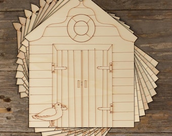 10x Wooden Beach Hut Life Belt Seagull Craft Shape 3mm Ply Seaside
