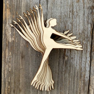 10 bailarinas de madera en pose arabesca, siluetas artesanales, madera contrachapada de 3 mm