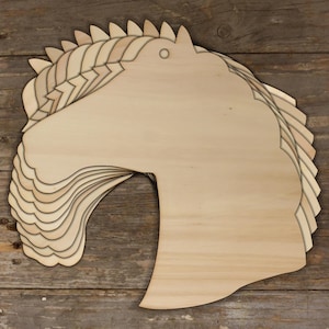 10x Forme artigianali a forma di testa di cavallo in legno da 3 mm Compensato Fattoria Cortile