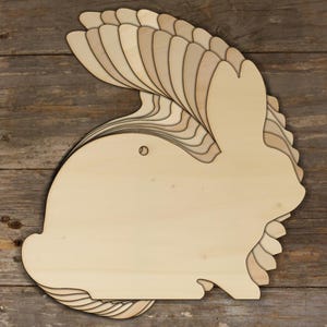 10x Coniglio in legno seduto vista laterale una semplice forma artigianale 3 mm compensato animali animali domestici