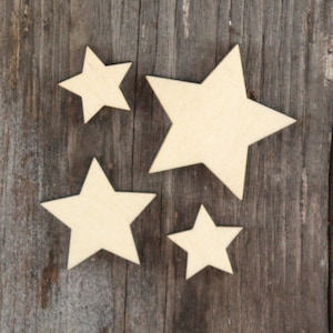 50x Forme artigianali a forma di stella in legno da 3 mm in compensato nelle misure 3-25 cm