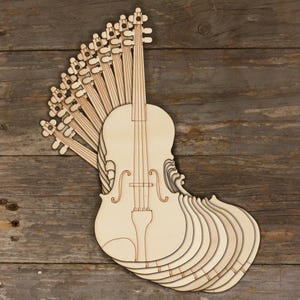 10x Violín de madera Instrumento musical Formas artesanales 3 mm Madera contrachapada Música Hobby