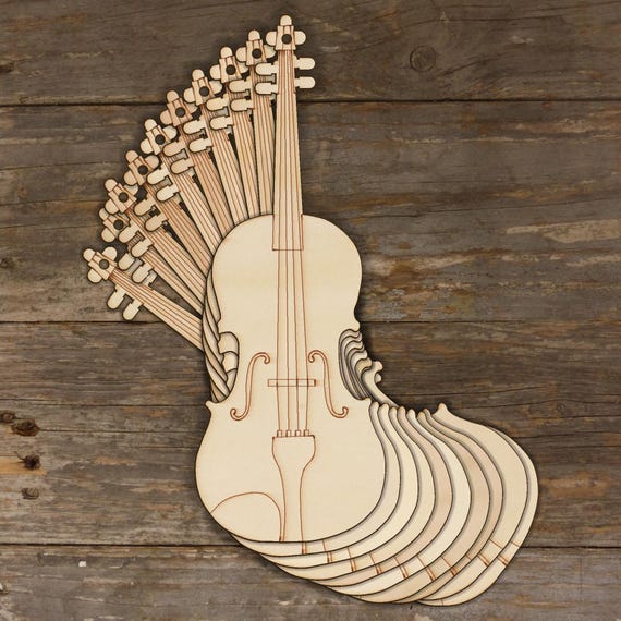 Music Violin - Laser Cut Out Unfinished Wood Craft Shape MSC42 Music Violin - Laser Cut Out Unfinished Wood Craft Shape MSC42