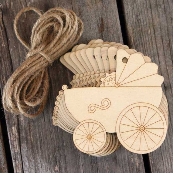 10x Wooden Old Fashioned Pram Craft Shapes 3mm Plywood with Detail
