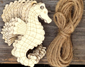 10x Wooden Seahorse Craft Shapes 3mm Plywood