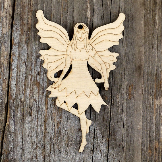 10x Wooden Fairies Hovering Craft Shapes 3mm Plywood Classic Style