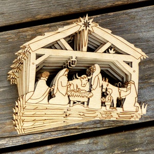 10x Wooden Nativity Manger Scene Craft Shape 3mm Ply Christmas Decoration